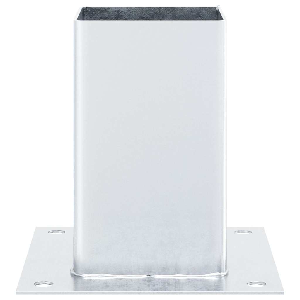 Bases de poteau carrées 12 pcs argent 91x91 mm acier galvanisé