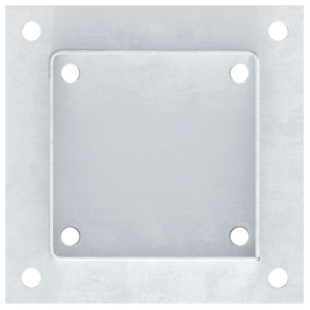 Bases de poteau carrées 4 pcs argent 121x121 mm acier galvanisé