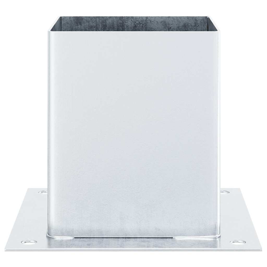 Bases de poteau carrées 12pcs argent 121x121 mm acier galvanisé