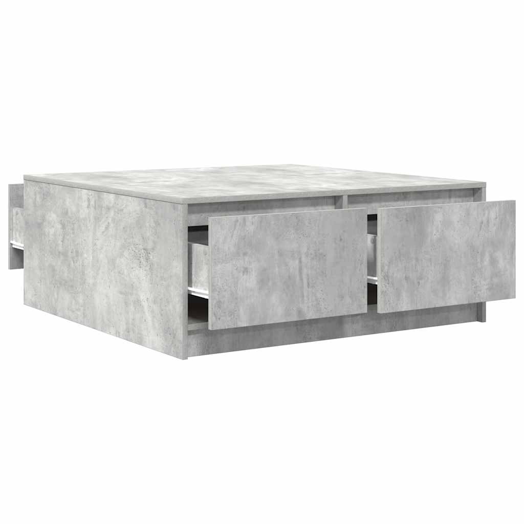 Table basse avec tiroirs gris béton 100x100x40 cm