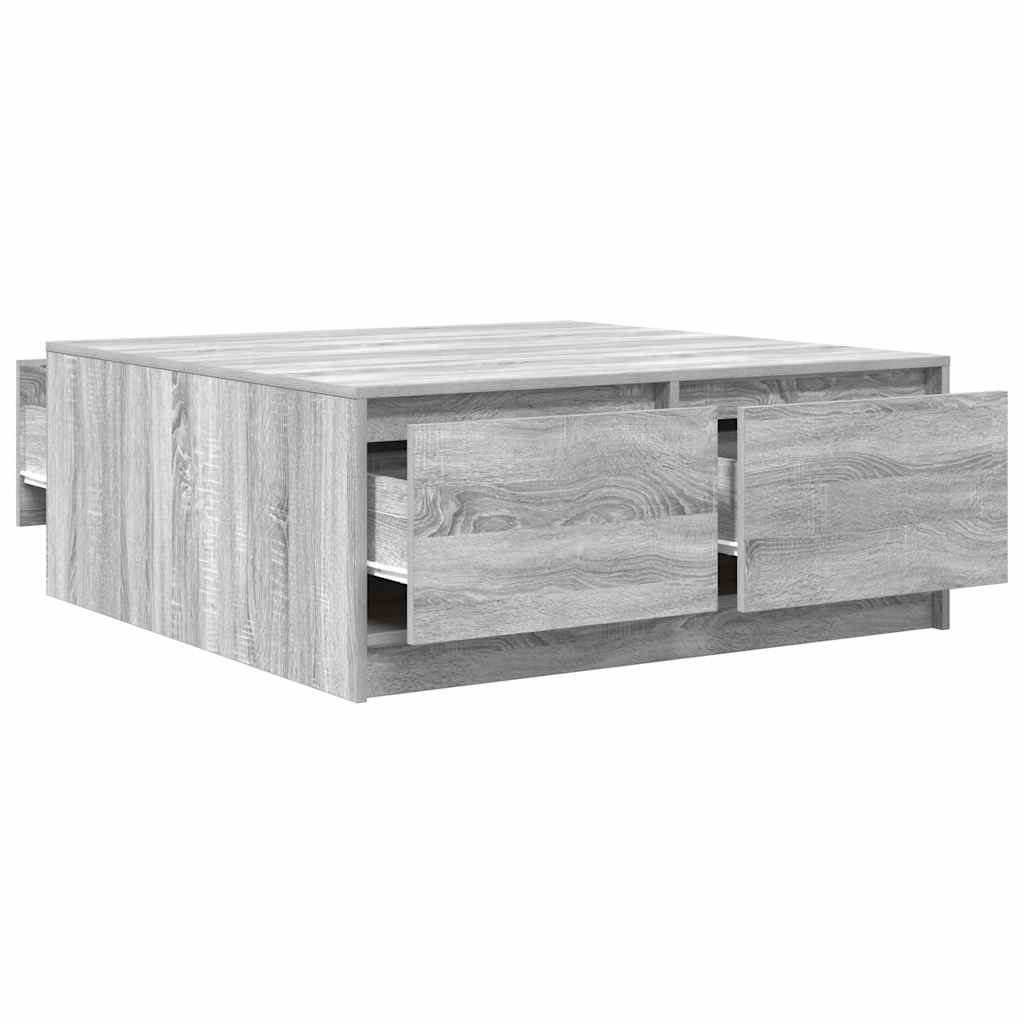 Table basse avec tiroirs sonoma gris 100x100x40 cm