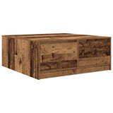 Table basse avec tiroirs vieux bois 100x100x40 cm