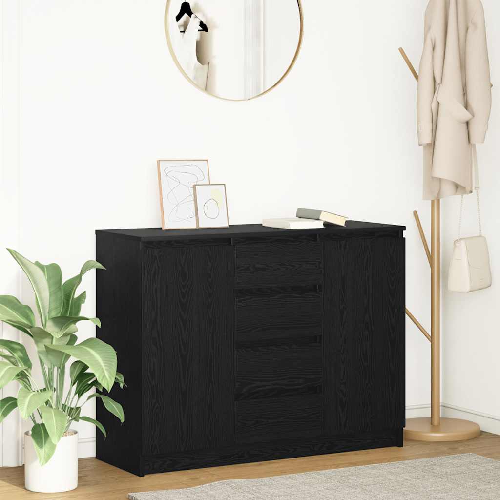 Buffet avec tiroirs chêne noir 100,5x35x76 cm bois d'ingénierie