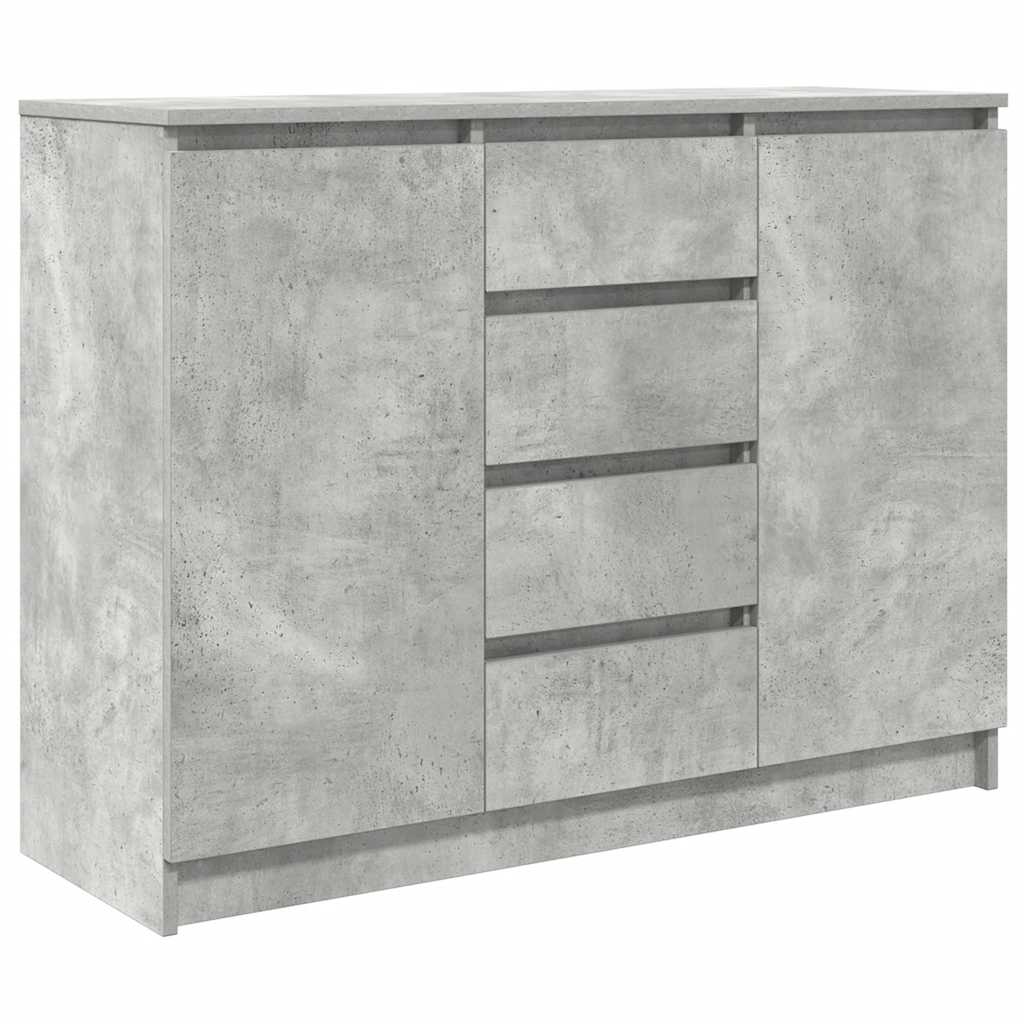 Buffet avec tiroirs gris béton 100,5x35x76 cm bois d'ingénierie