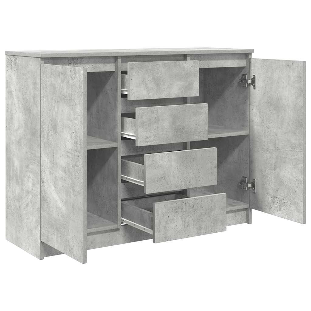 Buffet avec tiroirs gris béton 100,5x35x76 cm bois d'ingénierie