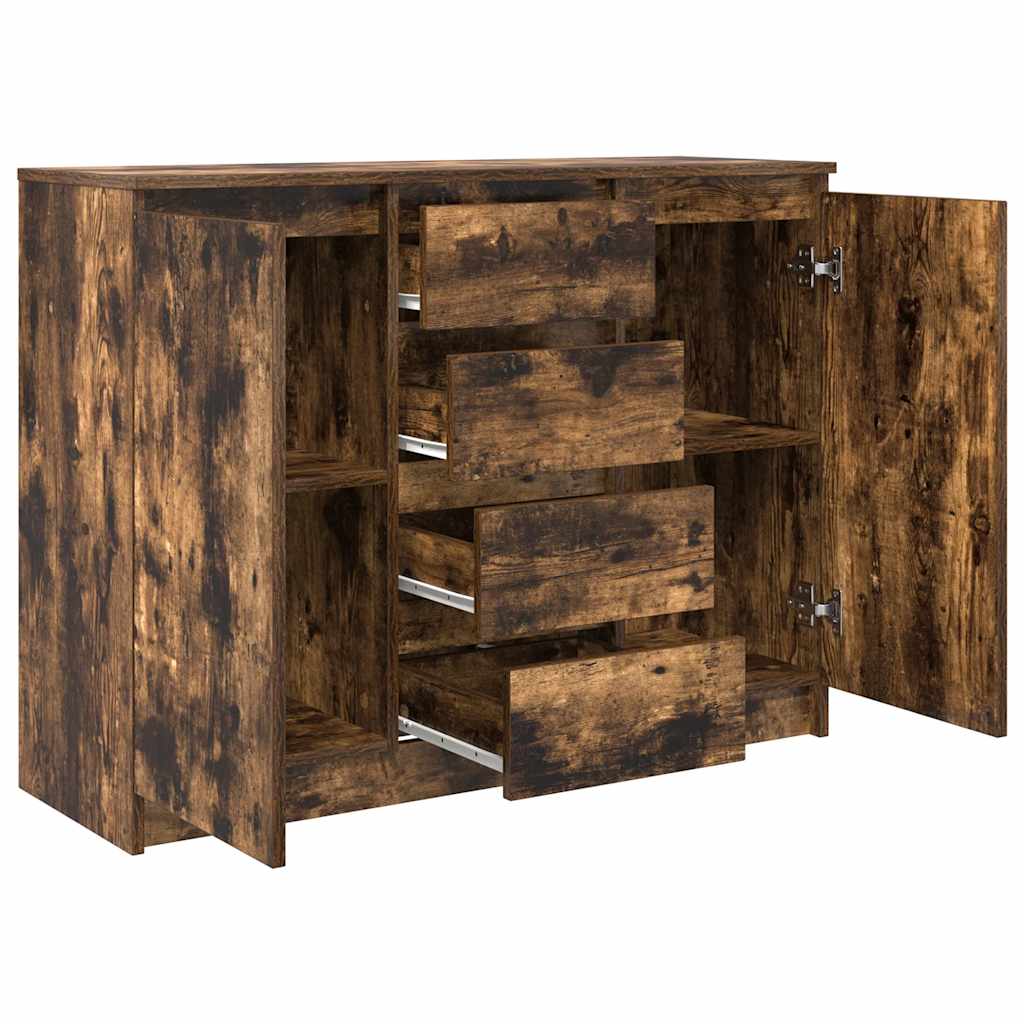 Buffet avec tiroirs chêne fumé 100,5x35x76 cm bois d'ingénierie