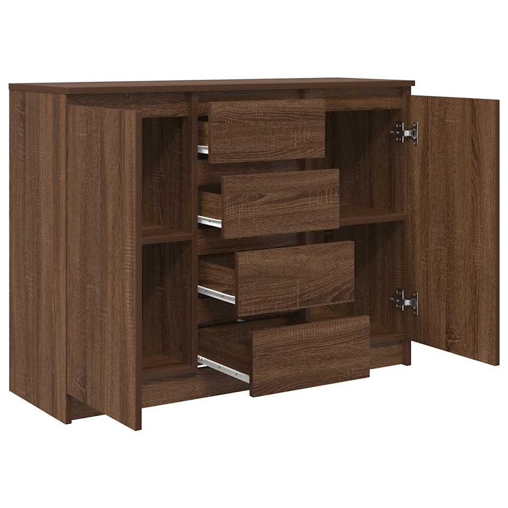 Buffet avec tiroirs chêne brun 100,5x35x76 cm bois d'ingénierie