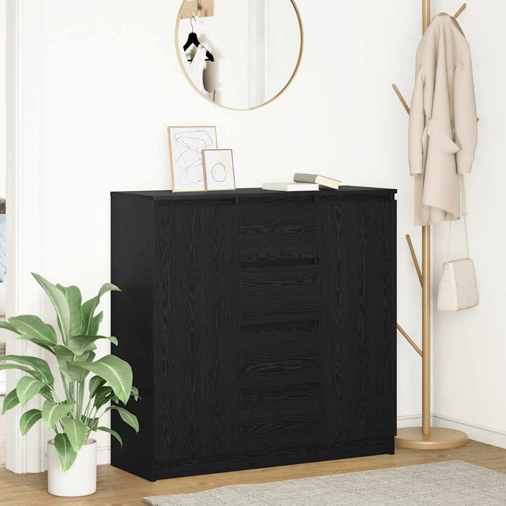 Buffet avec tiroirs chêne noir 100,5x35x98,5 cm bois ingénierie