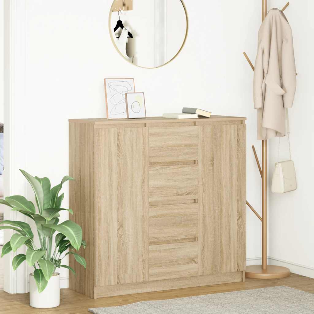 Sideboard and drawers sonoma oak 100.5x35x98.5 cm engineered wood