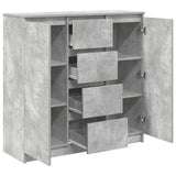 Buffet avec tiroirs gris béton 100,5x35x98,5 cm bois ingénierie