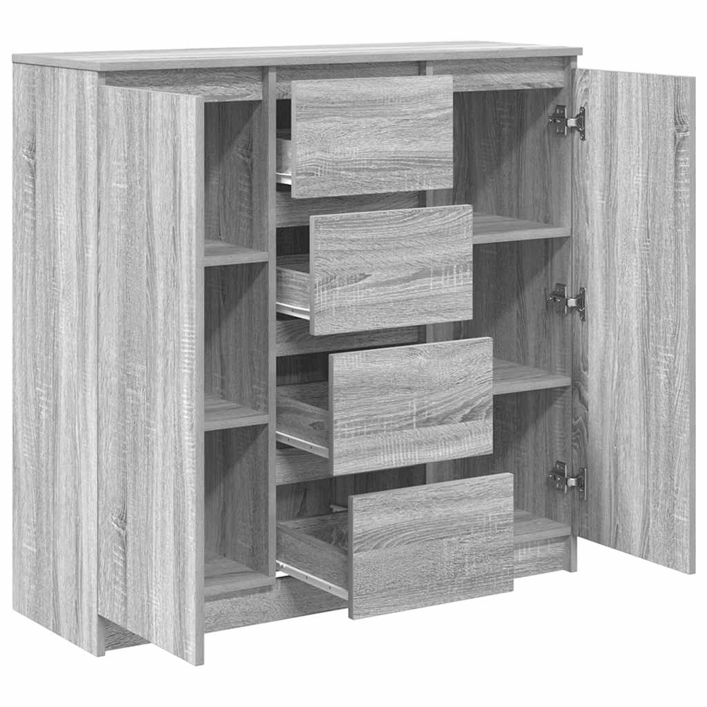 Buffet et tiroirs sonoma gris 100,5x35x98,5cm bois d'ingénierie