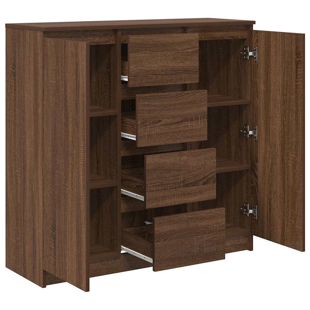 Buffet tiroirs chêne marron 100,5x35x98,5 cm bois d'ingénierie