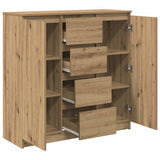 Buffet tiroirs chêne artisanal 100,5x35x98,5 cm bois ingénierie