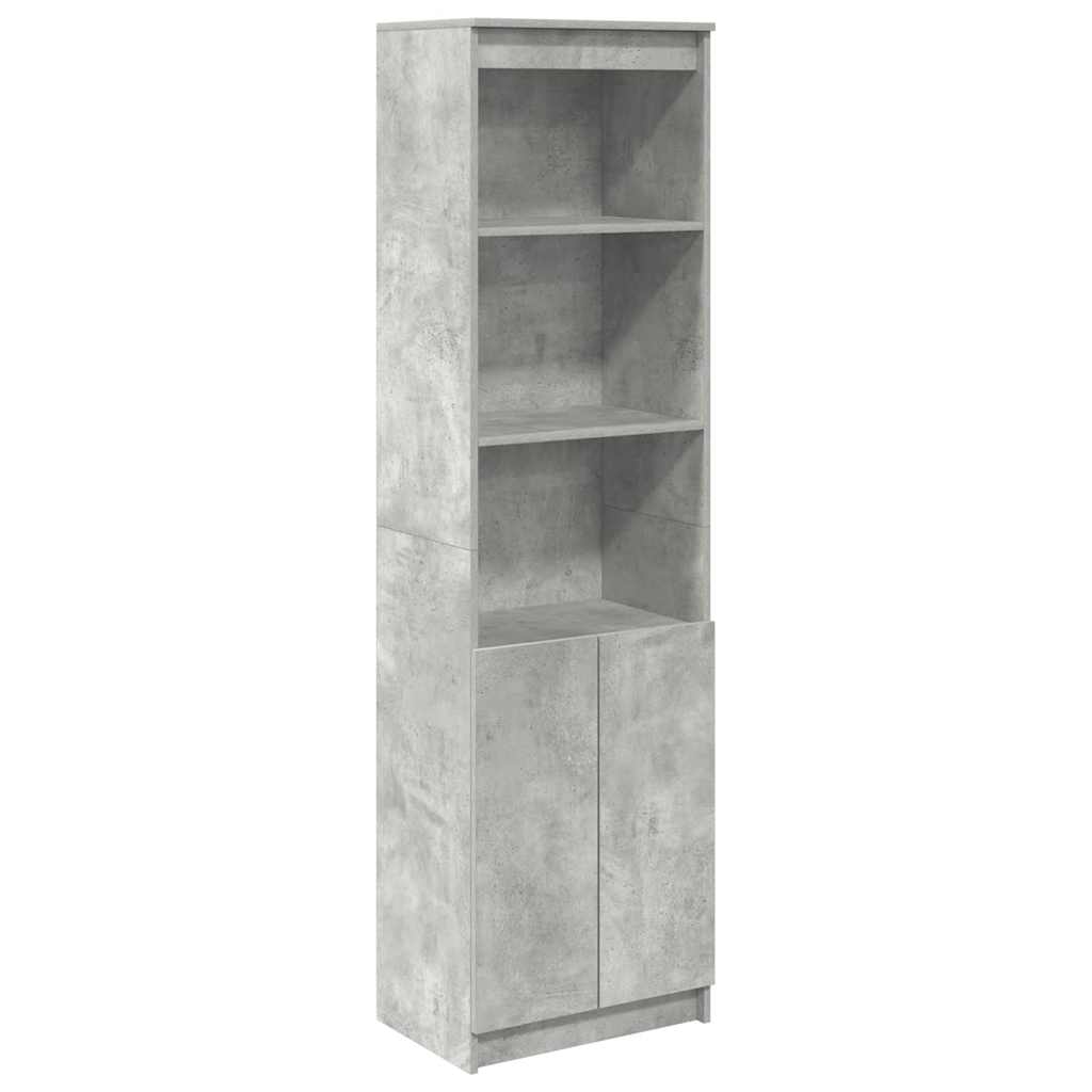 Buffet haut gris béton 50x35x180 cm bois d'ingénierie