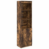 Buffet haut chêne fumé 50x35x180 cm bois d'ingénierie