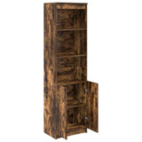 Buffet haut chêne fumé 50x35x180 cm bois d'ingénierie