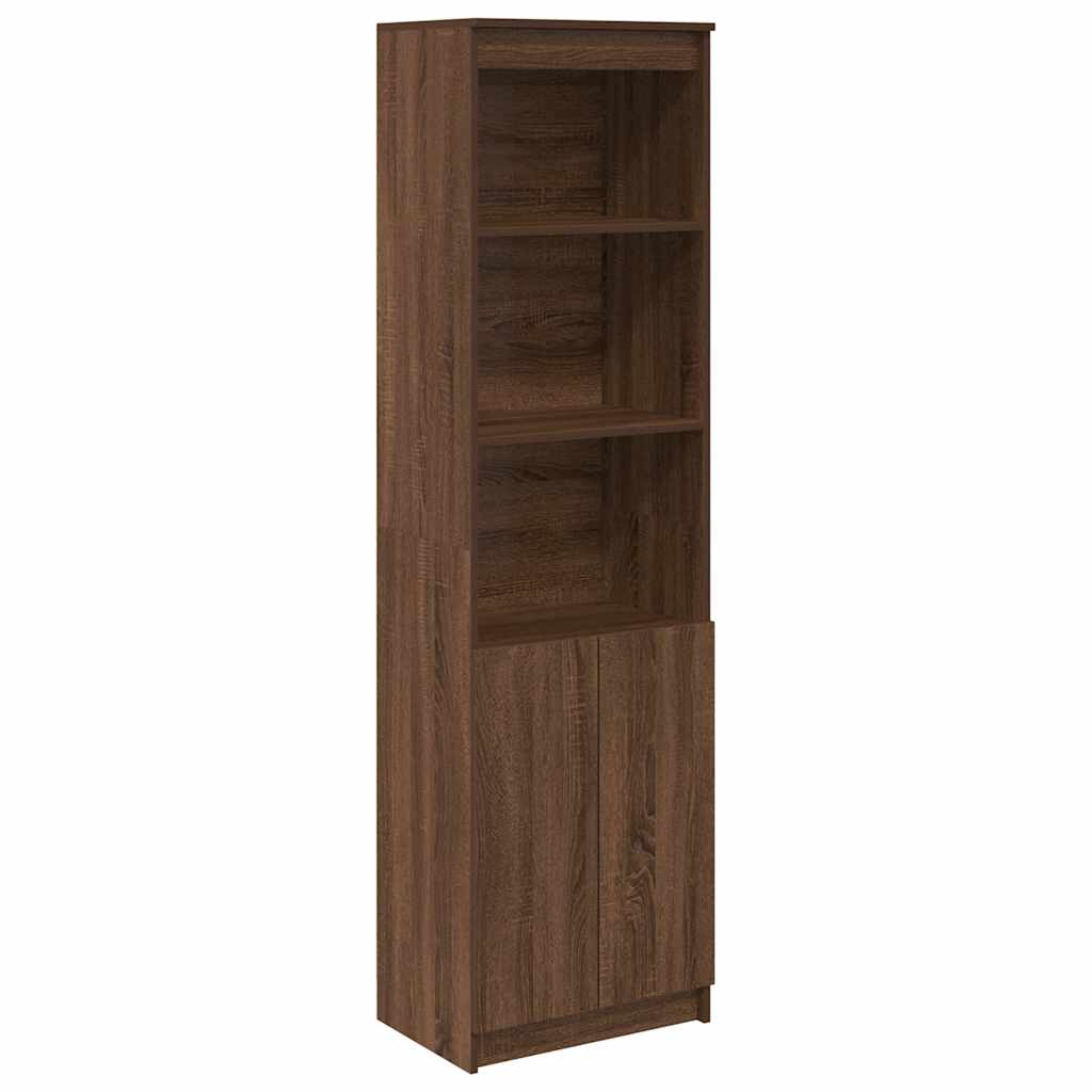 Buffet haut chêne marron 50x35x180 cm bois d'ingénierie