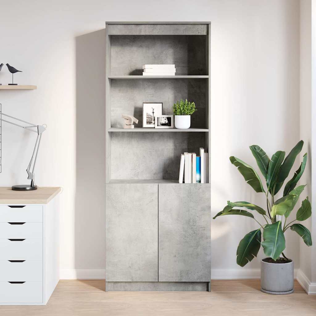 Concrete gray high sideboard 70x35x180 cm engineered wood