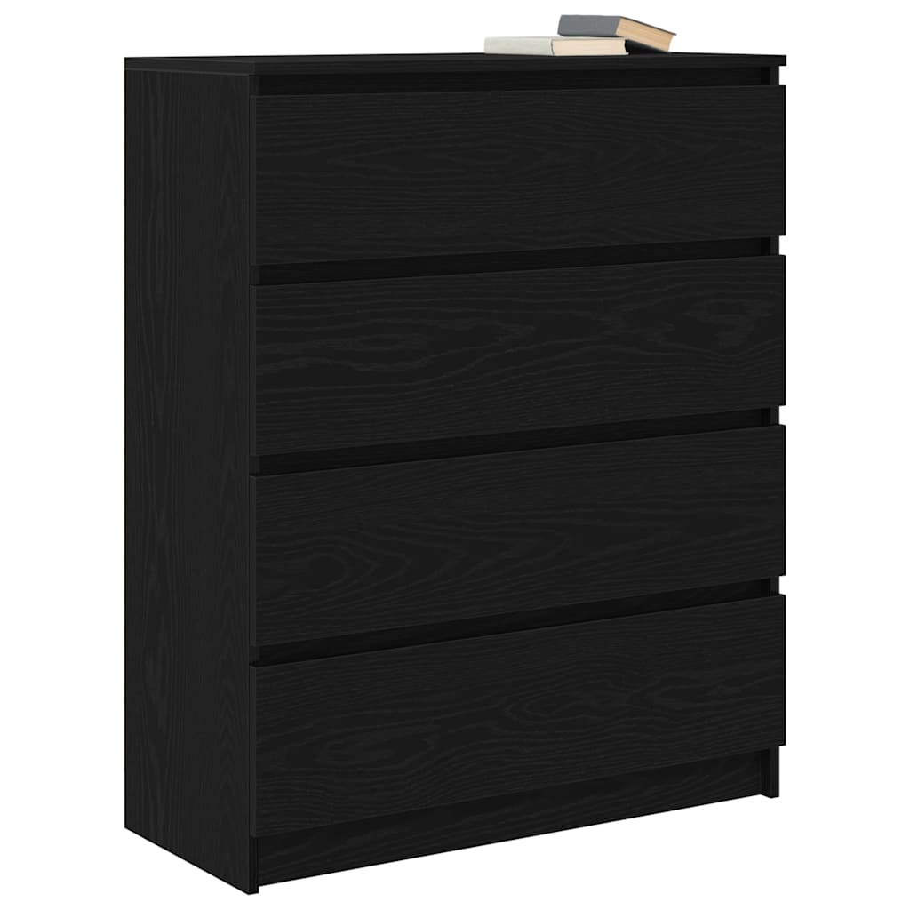 Buffet chêne noir 80x35x99 cm bois d’ingénierie