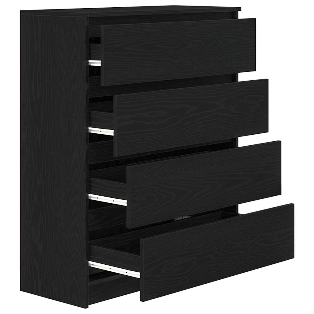 Buffet chêne noir 80x35x99 cm bois d’ingénierie