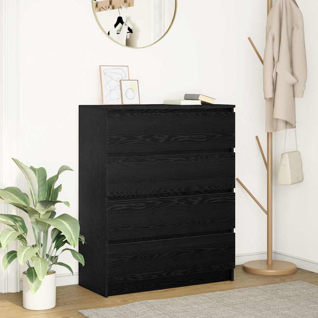 Buffet chêne noir 80x35x99 cm bois d’ingénierie