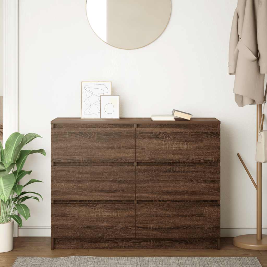 Brown oak sideboard 100x35x76 cm engineered wood