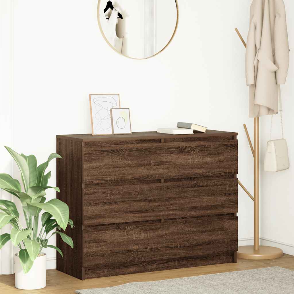 Brown oak sideboard 100x35x76 cm engineered wood