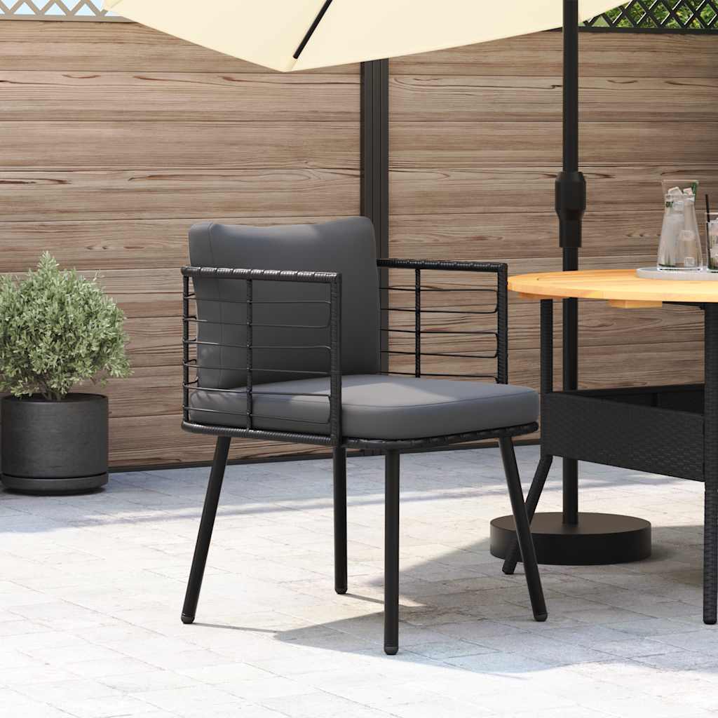 Chaise de jardin avec coussins noir résine tressée