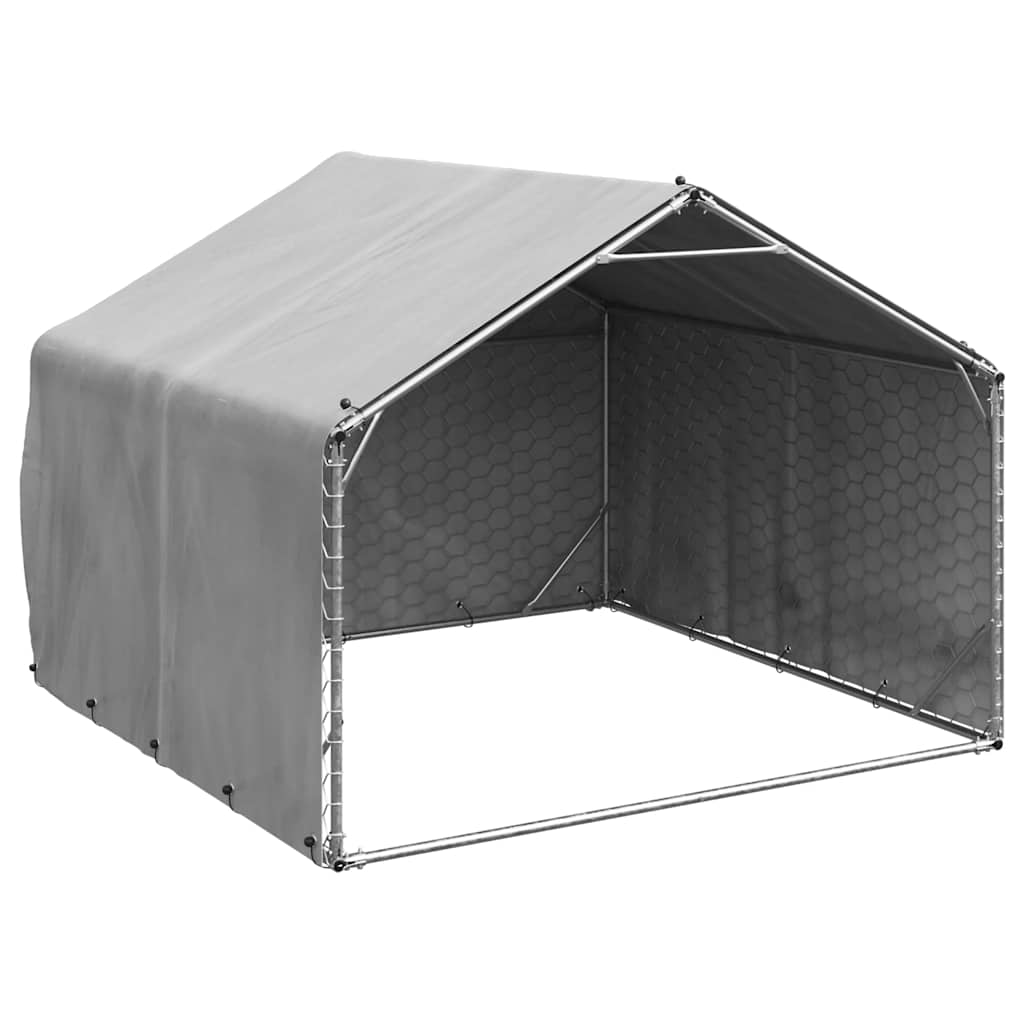 Chenil d'extérieur pour chiens housse 2x2x1,5 m acier galvanisé