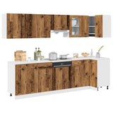 11 pcs kitchen cabinet set old wood