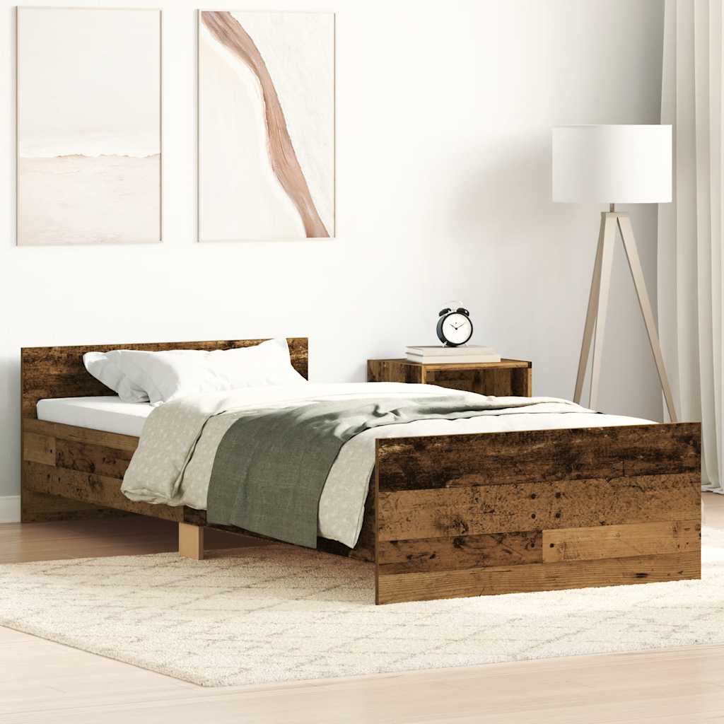 Cadre de lit sans matelas vieux bois 90x200 cm bois ingénierie