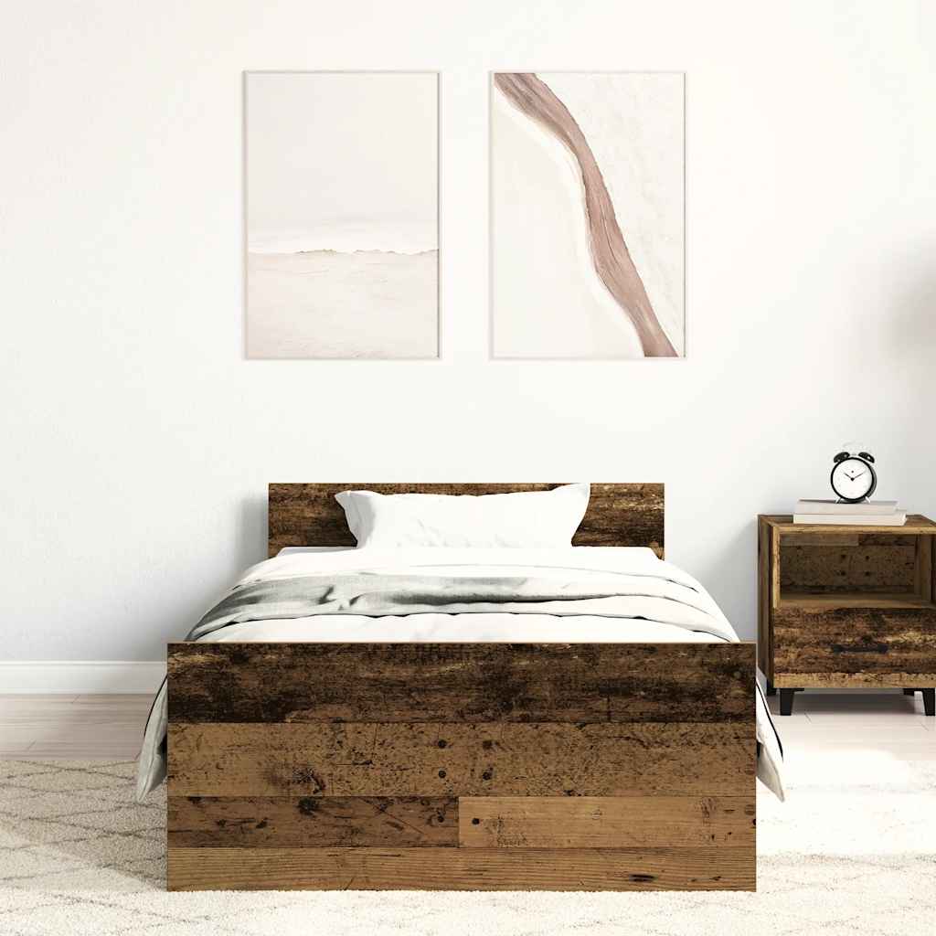 Cadre de lit sans matelas vieux bois 100x200 cm bois ingénierie