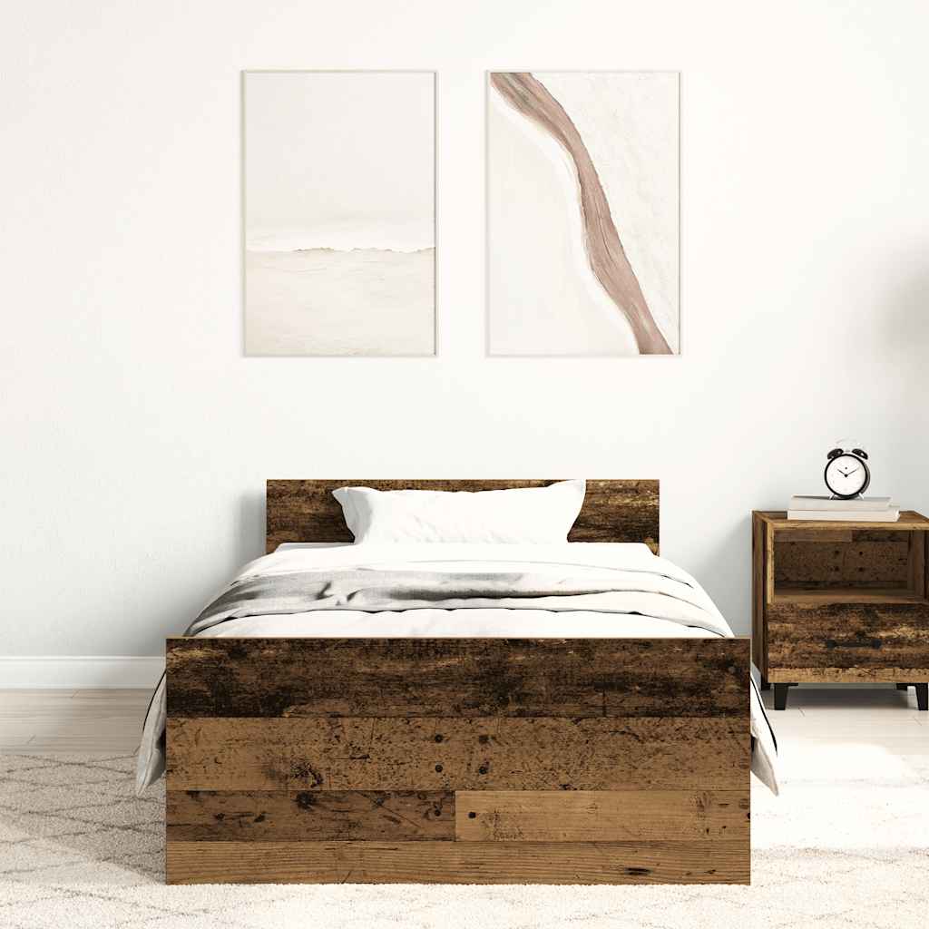 Cadre de lit sans matelas vieux bois 90x190 cm bois ingénierie