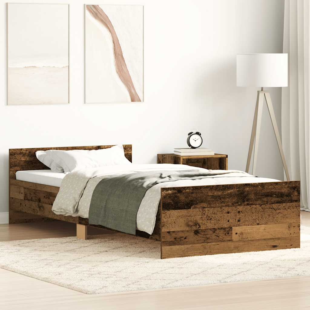 Cadre de lit sans matelas vieux bois 90x190 cm bois ingénierie