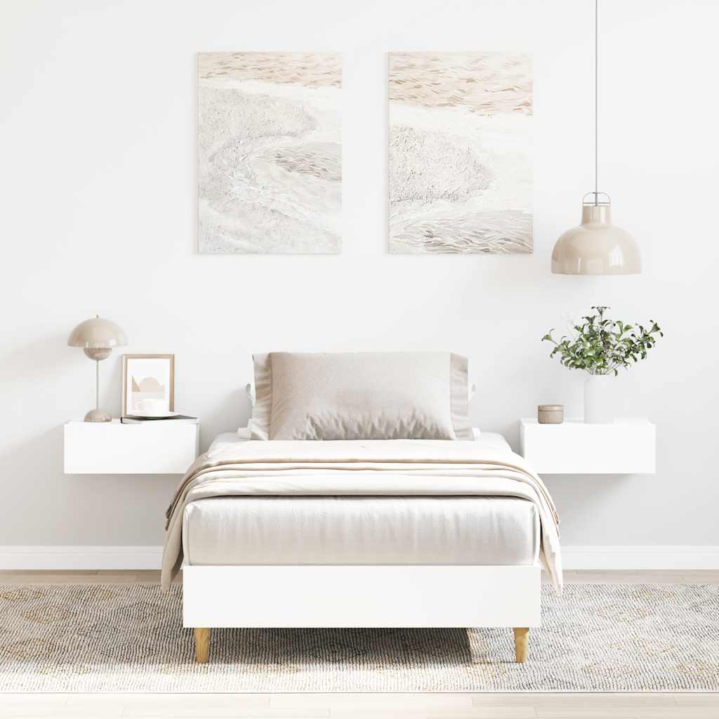 Cadre de lit sans matelas blanc 100x200 cm bois d'ingénierie