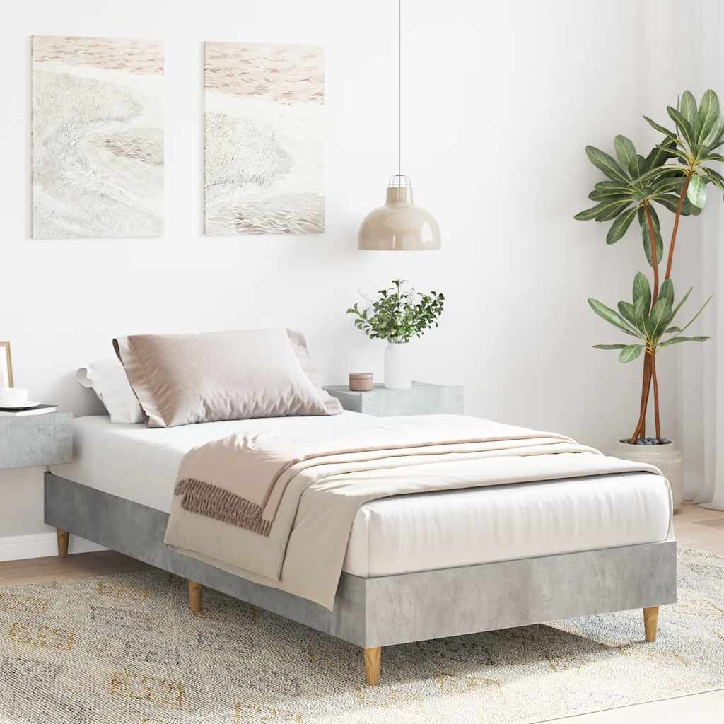 Cadre de lit sans matelas gris béton 100x200 cm bois ingénierie