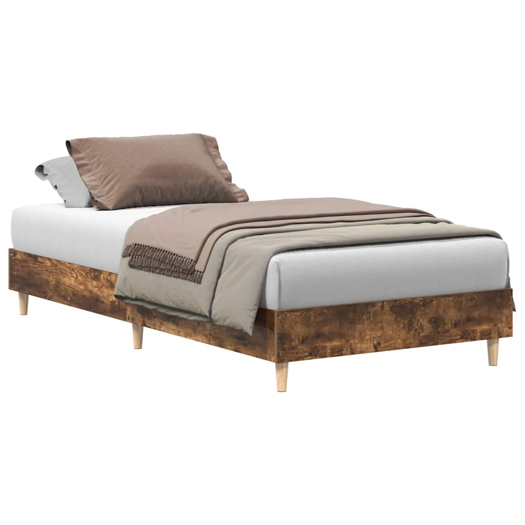 Cadre de lit sans matelas chêne fumé 100x200 cm bois ingénierie