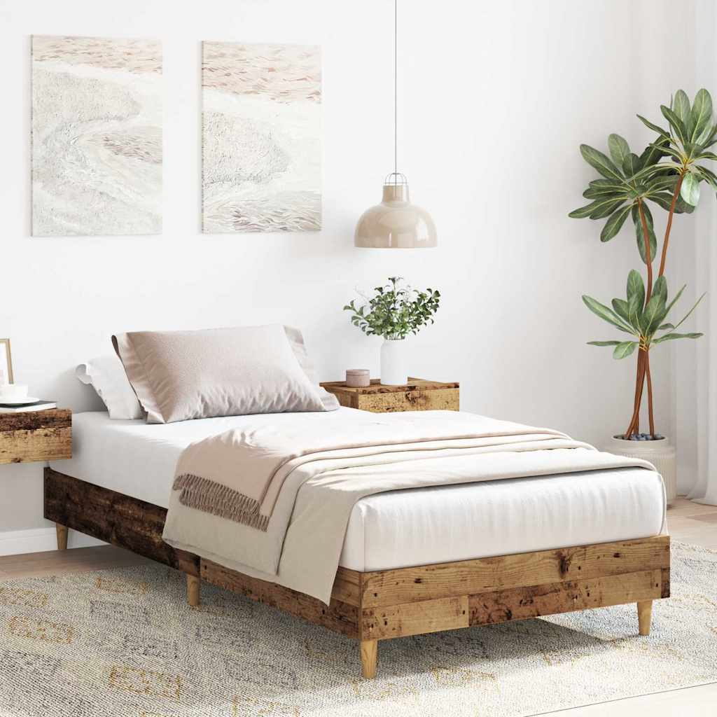 Cadre de lit sans matelas vieux bois 100x200 cm bois ingénierie