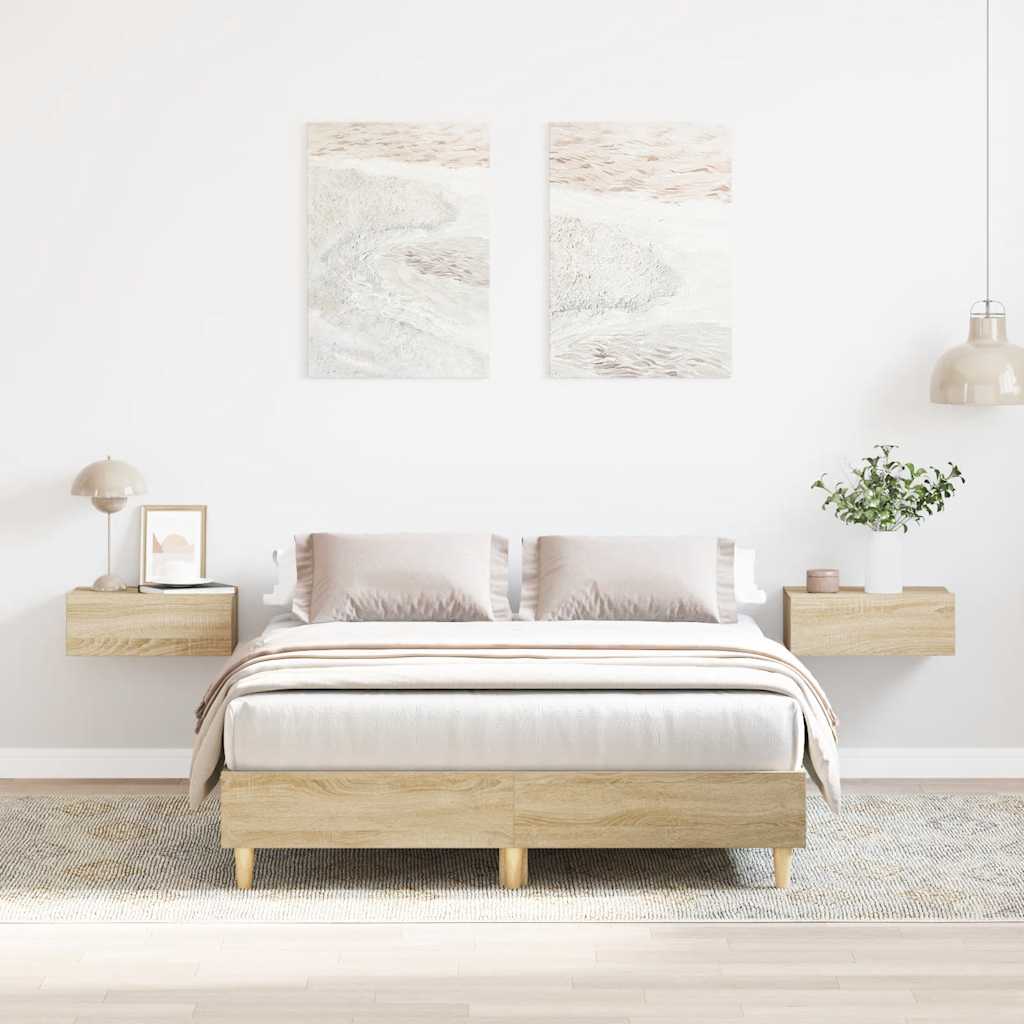 Cadre de lit sans matelas chêne sonoma 140x190 cm