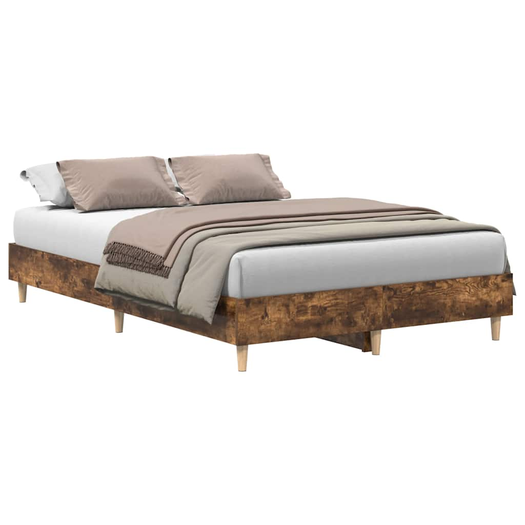 Cadre de lit sans matelas chêne fumé 140x190 cm bois ingénierie