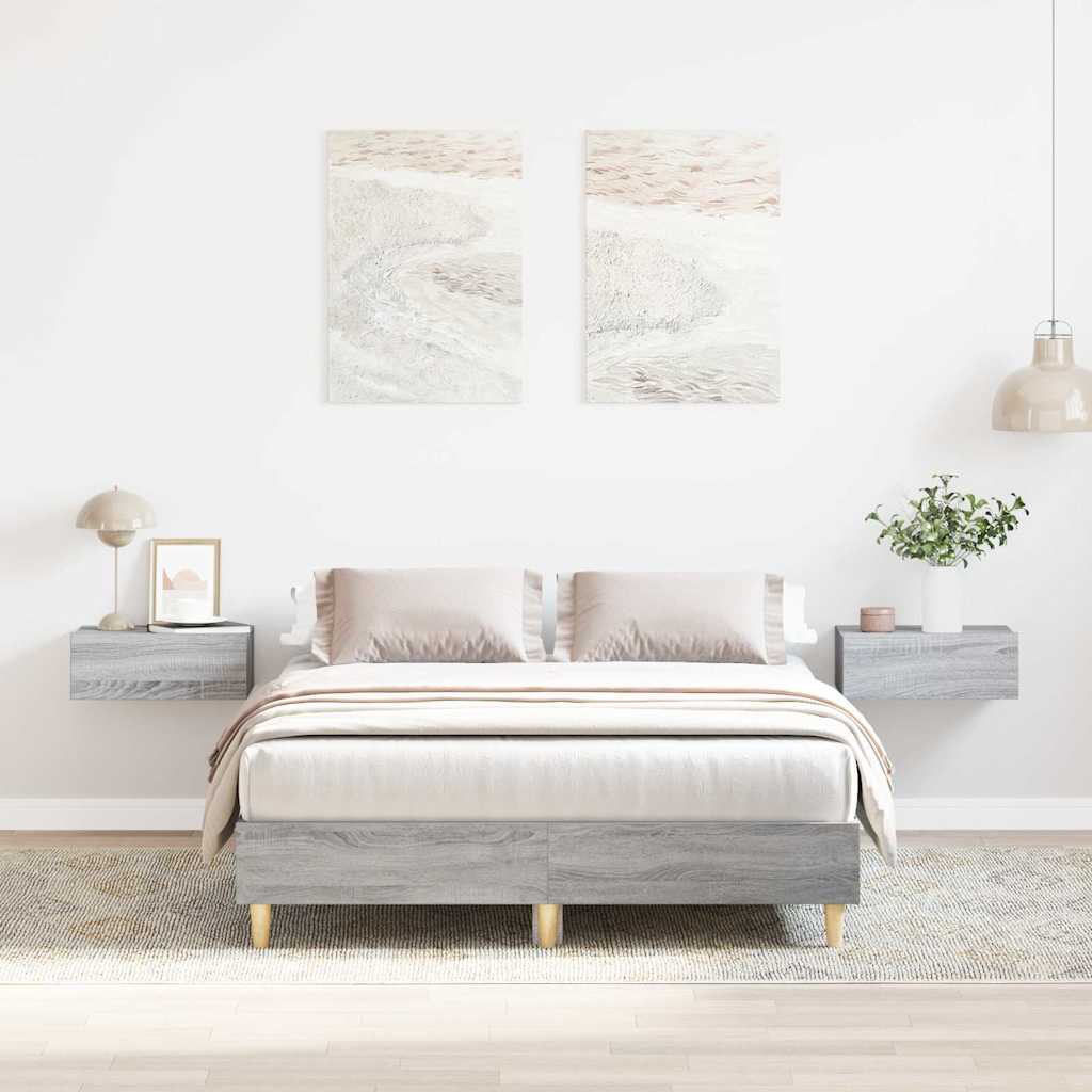 Cadre de lit sans matelas sonoma gris 140x190 cm