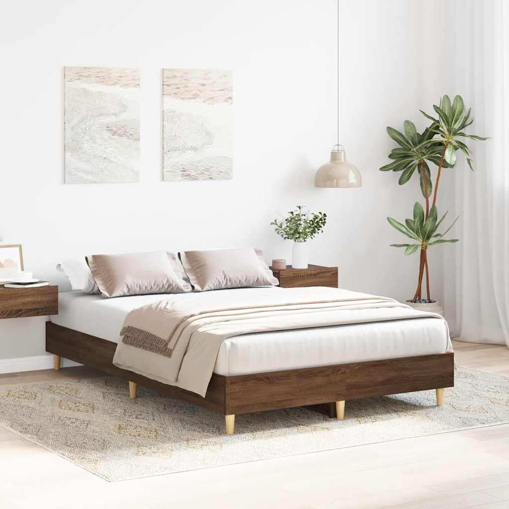 Cadre de lit sans matelas chêne marron 140x190 cm