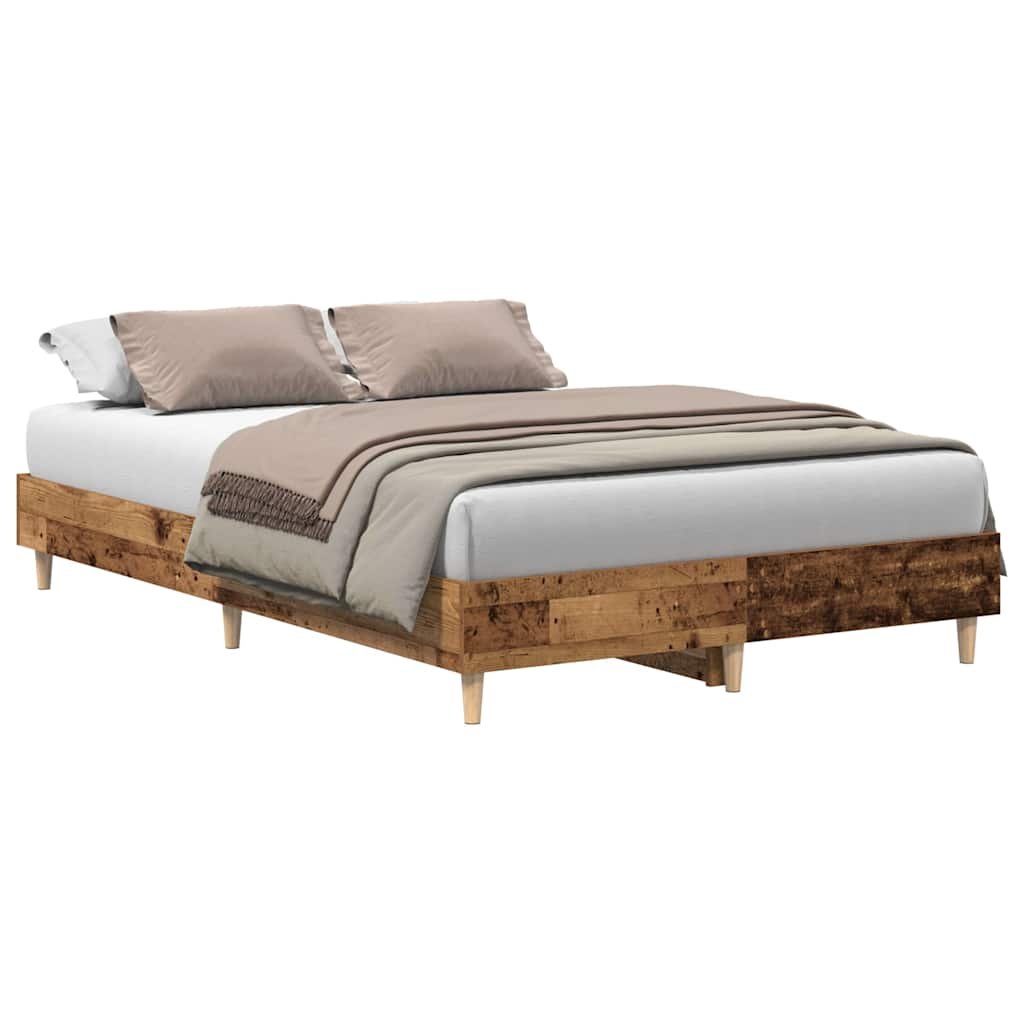 Cadre de lit sans matelas vieux bois 140x190 cm bois ingénierie