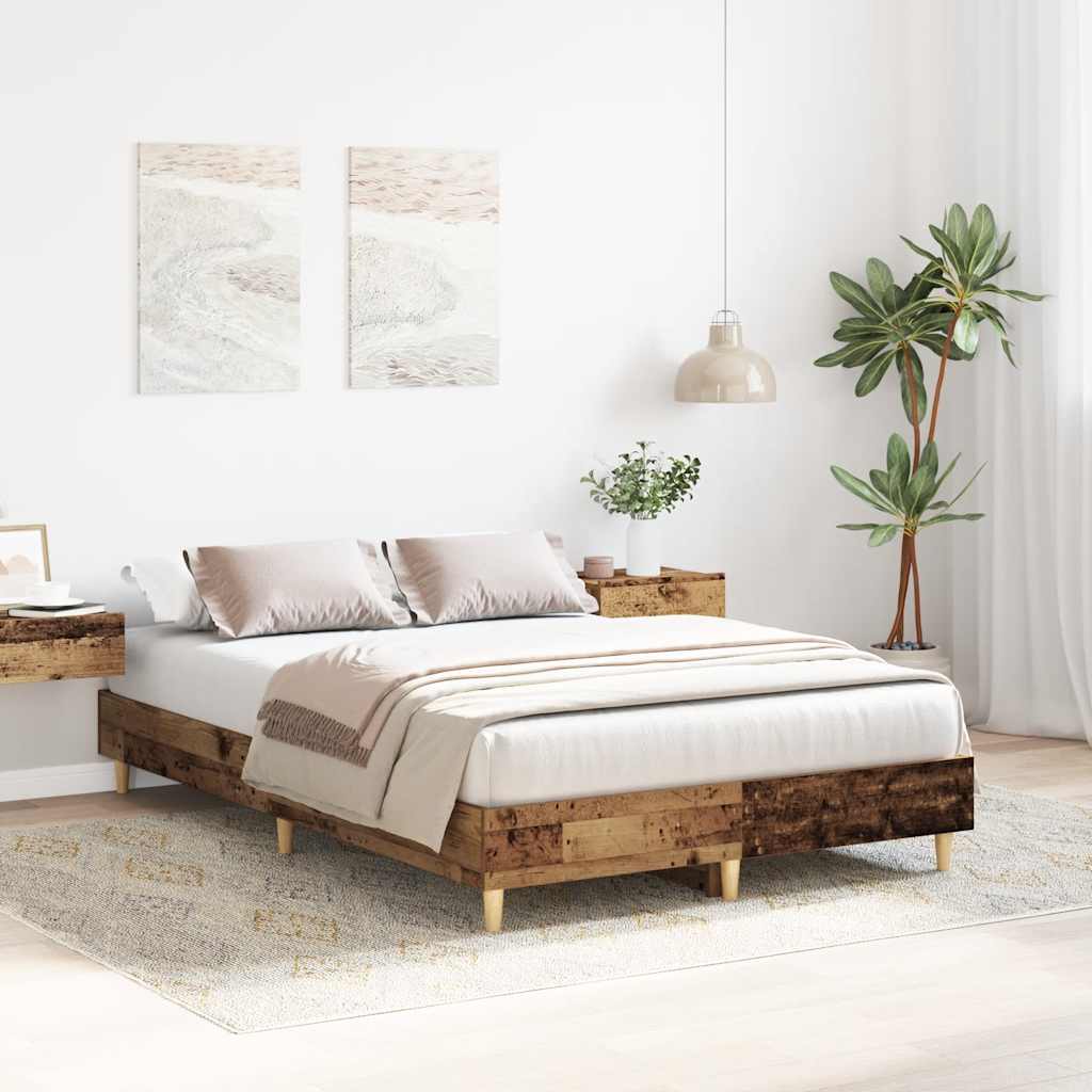 Cadre de lit sans matelas vieux bois 140x190 cm bois ingénierie