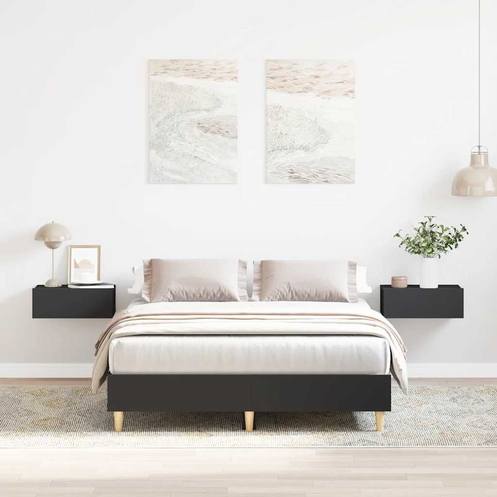 Cadre de lit sans matelas noir 135x190 cm bois d'ingénierie