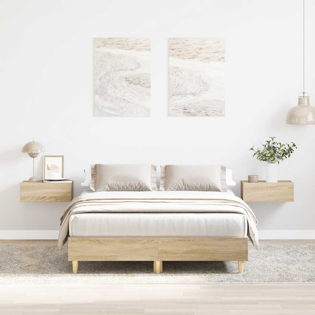 Cadre de lit sans matelas chêne sonoma 135x190 cm