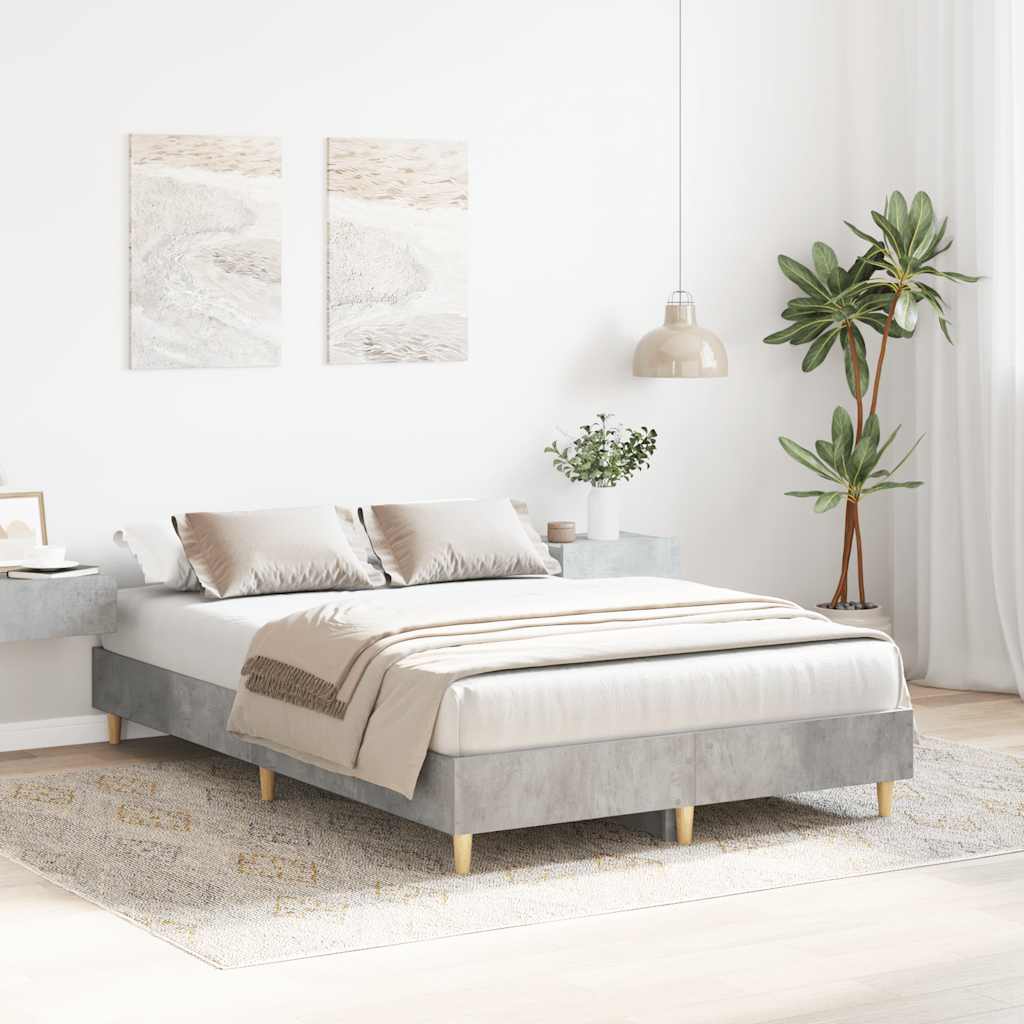 Cadre de lit sans matelas gris béton 135x190 cm bois ingénierie