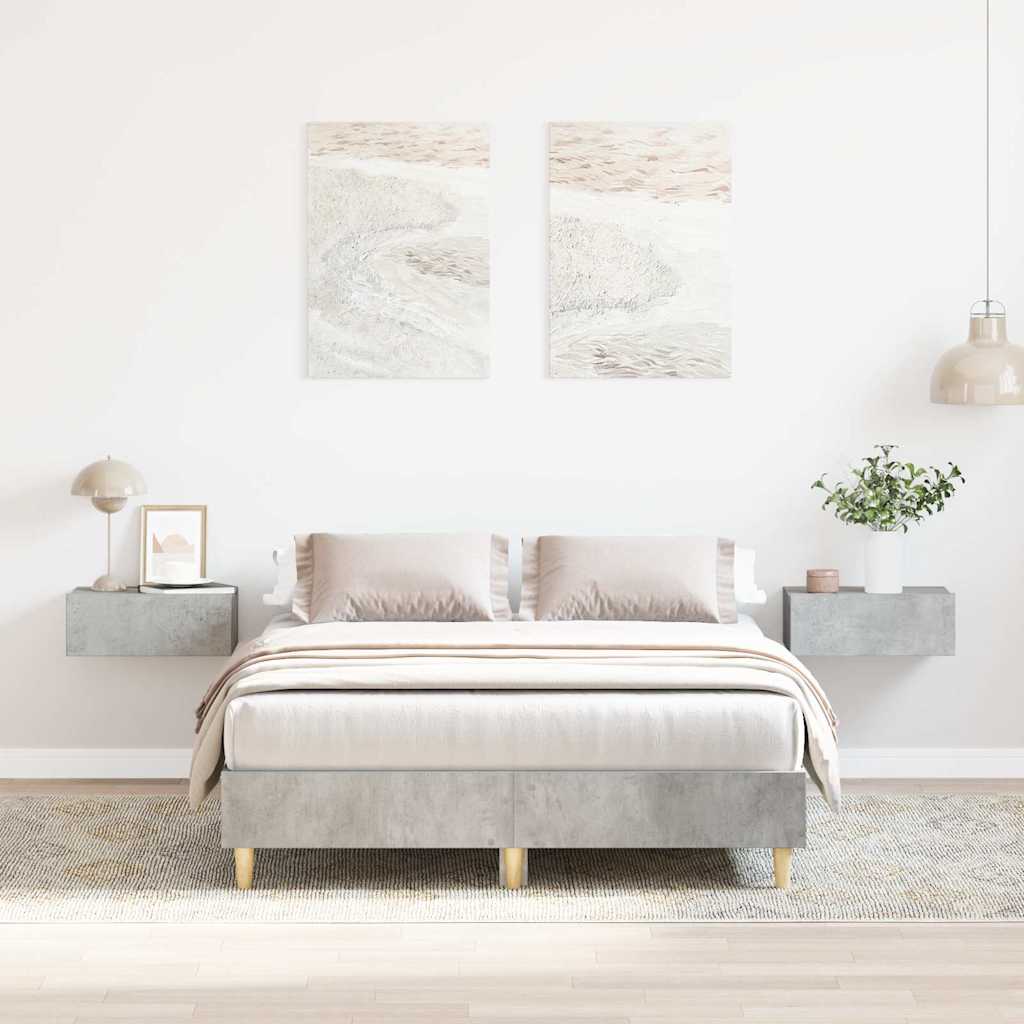 Cadre de lit sans matelas gris béton 135x190 cm bois ingénierie