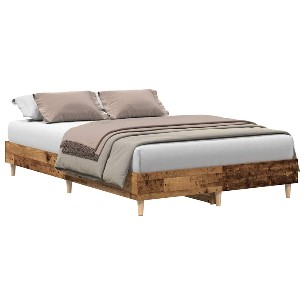 Cadre de lit sans matelas vieux bois 135x190 cm bois ingénierie