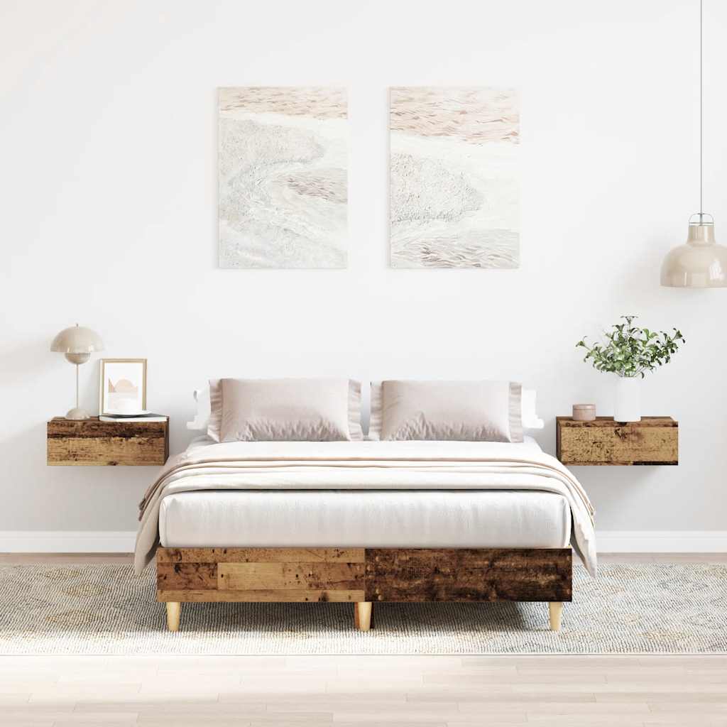 Cadre de lit sans matelas vieux bois 135x190 cm bois ingénierie